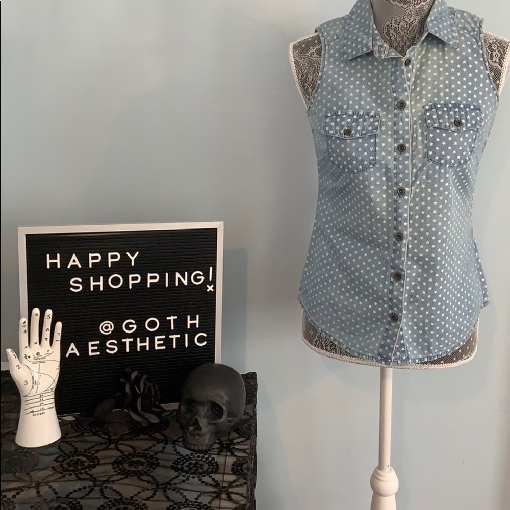 Patriotic Chambray Shirt with Stars 🇺🇸